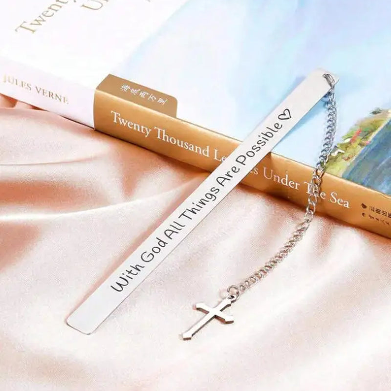 1PC Inspirational Bookmark with Bible Verse - 'With God All Things Are Possible' - Christian Religious Gift for Women, Men, Yout